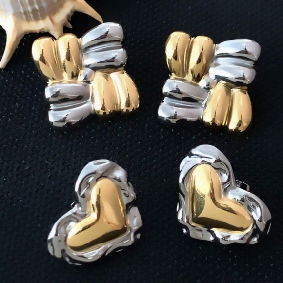 Luxe 18k Gold Plated Stainless Steel Statement Earrings - Picture 2 of 7